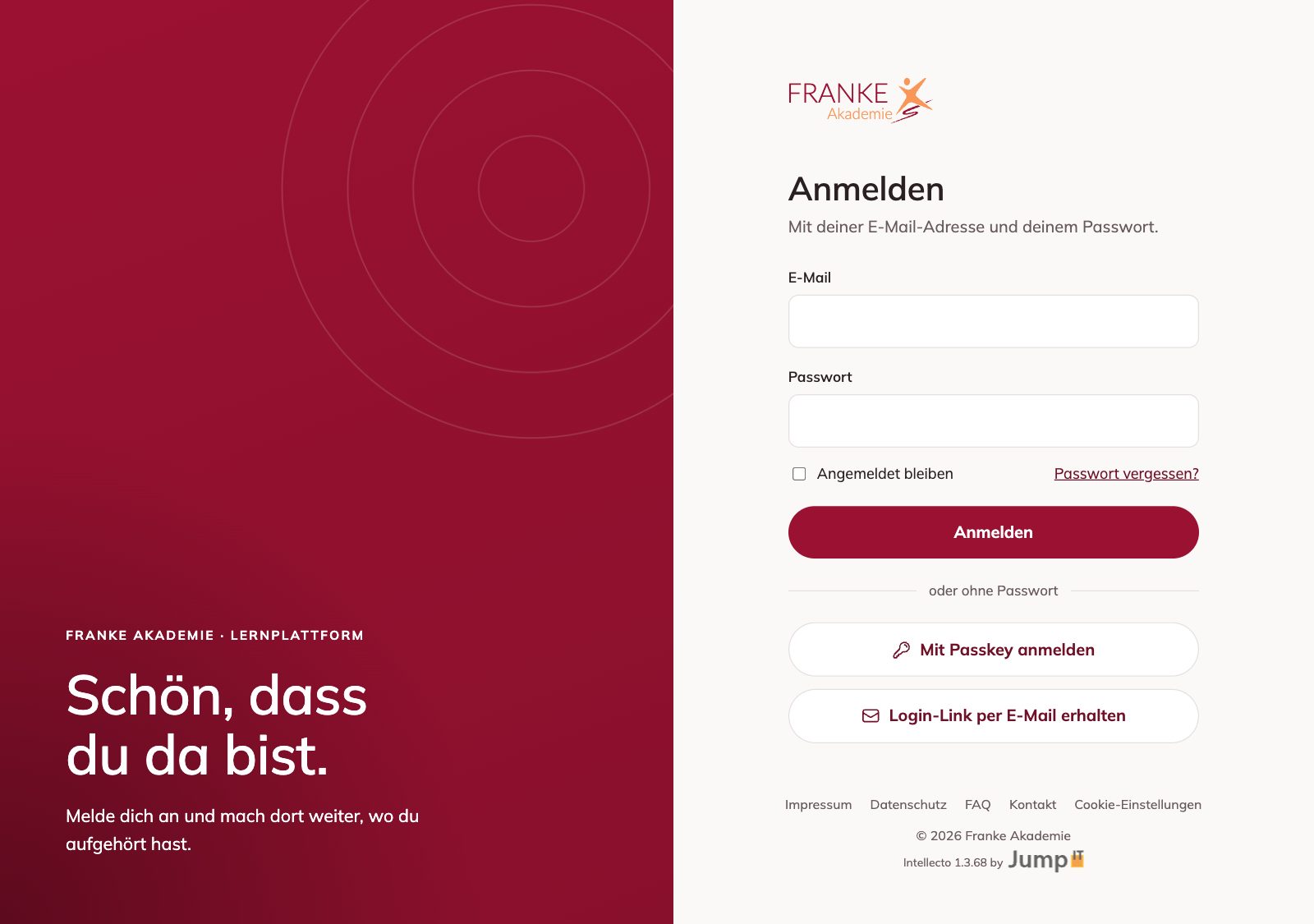 Die Anmeldeseite der Kursplattform – MET by Franke – Ich kann mich nicht einloggen