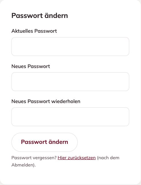 Kasten „Passwort ändern“ unter Profil & Daten – MET by Franke – Wie kann ich mein Passwort ändern?