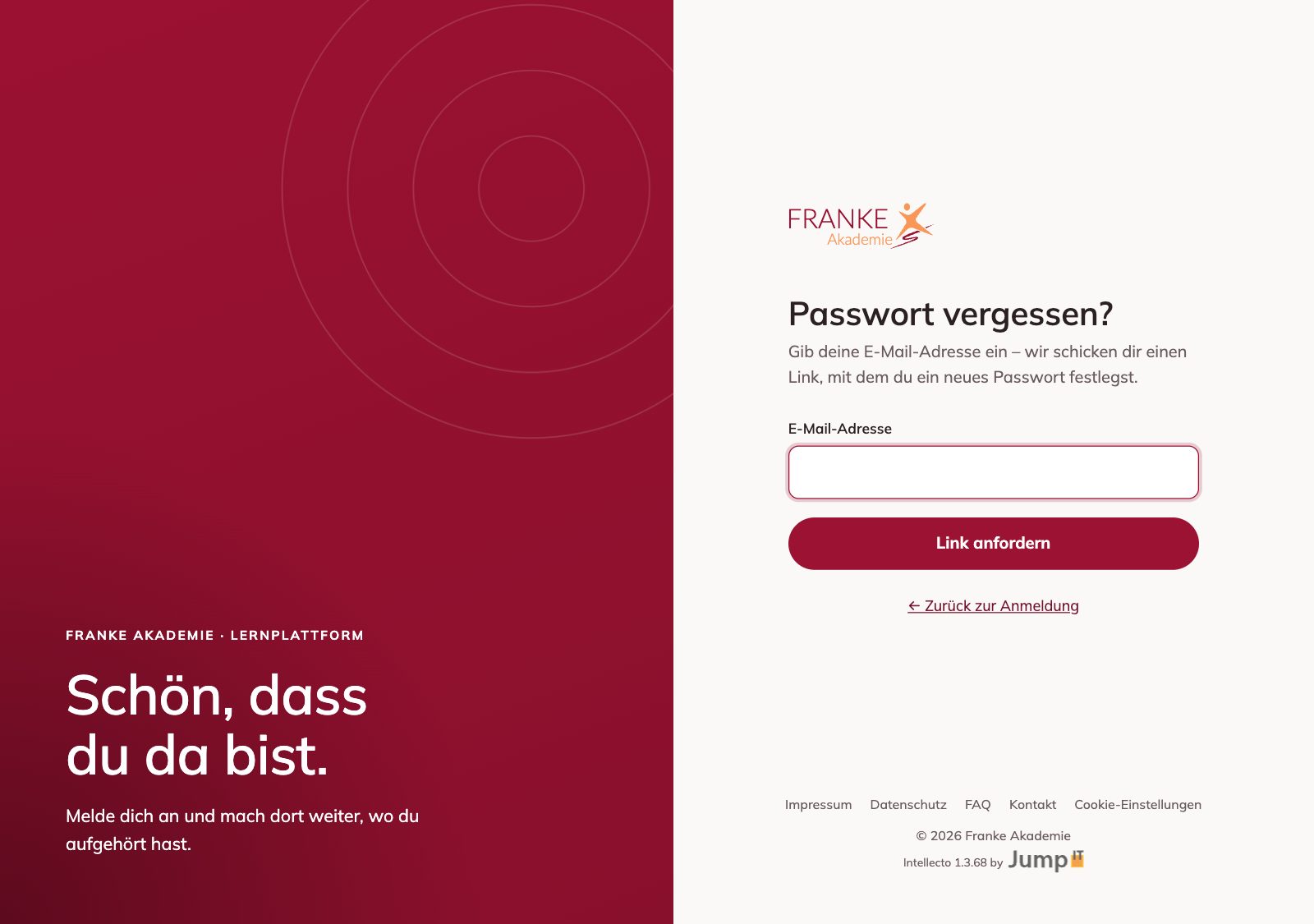 Seite „Passwort vergessen?“ – MET by Franke – Wie kann ich mein Passwort ändern?