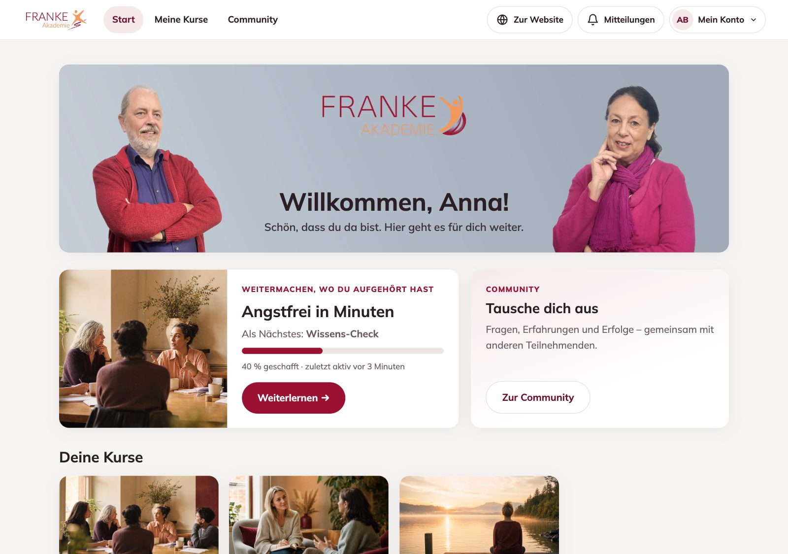 Die Startseite nach der Anmeldung – MET by Franke – Erste Schritte nach dem Kauf