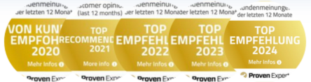 ProvenExpert Top Empfehlung 2020 bis 2024