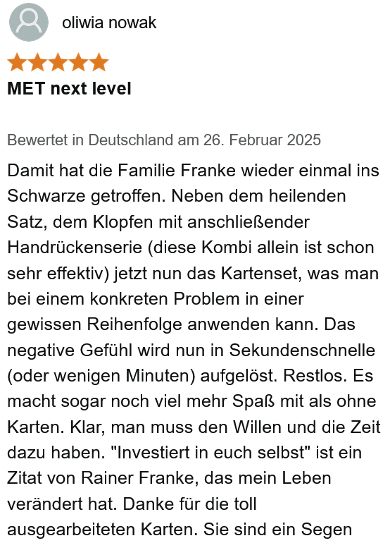 Klopfen mit Bewusstseinskarten – MET by Franke – Klopfen mit den MET-Bewusstseinskarten